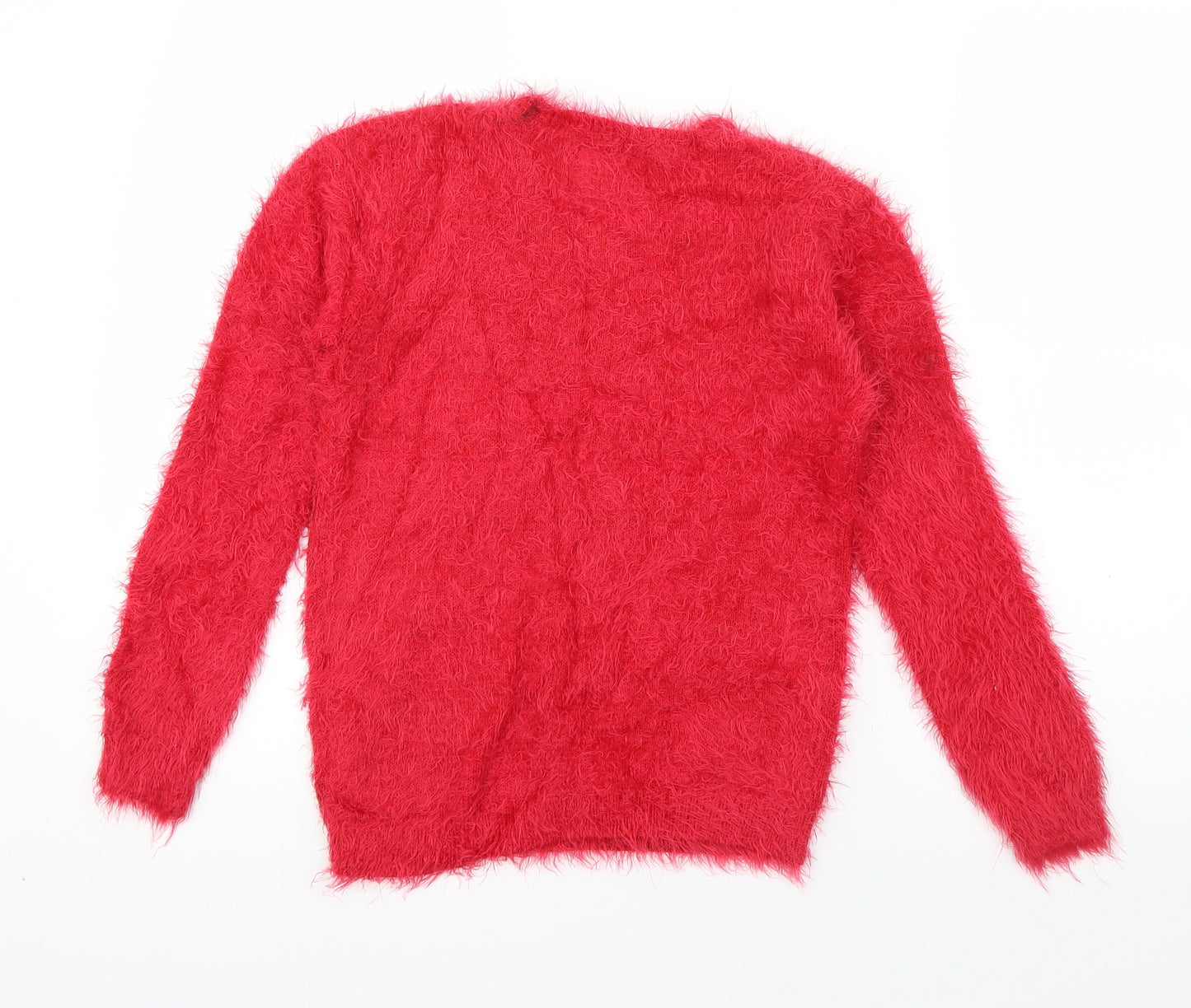 Priamrk Girls Red Round Neck  Nylon Pullover Jumper Size 9-10 Years  Pullover - Rudolph
