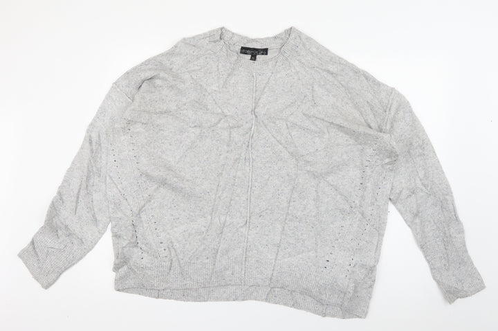 Topshop Womens Grey Round Neck  Acrylic Pullover Jumper Size 14