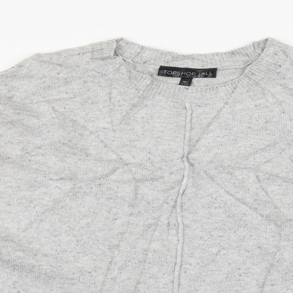Topshop Womens Grey Round Neck  Acrylic Pullover Jumper Size 14