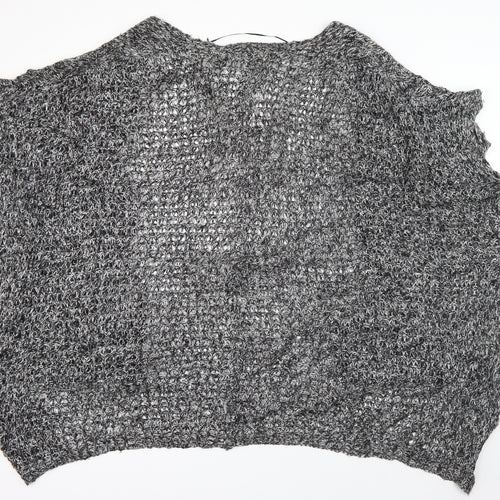 JUNAROSE Womens Grey V-Neck  Acrylic Cardigan Jumper Size S
