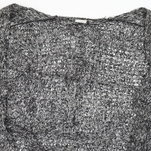 JUNAROSE Womens Grey V-Neck  Acrylic Cardigan Jumper Size S