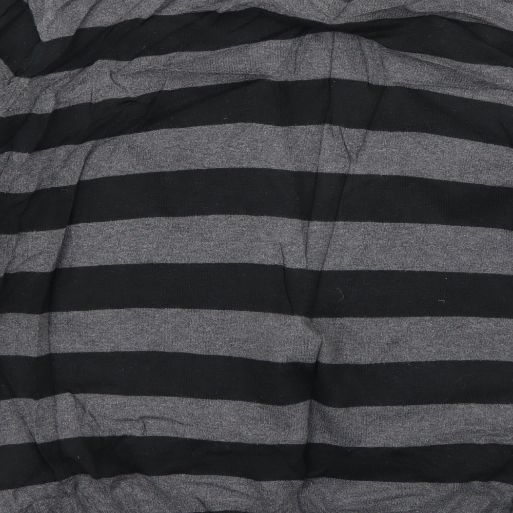 Cedar Wood State Womens Grey V-Neck Striped Cotton Pullover Jumper Size M