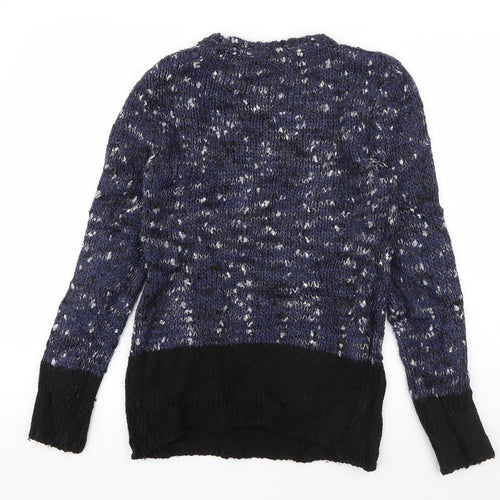 Mango Womens Blue Round Neck  Acrylic Pullover Jumper Size S