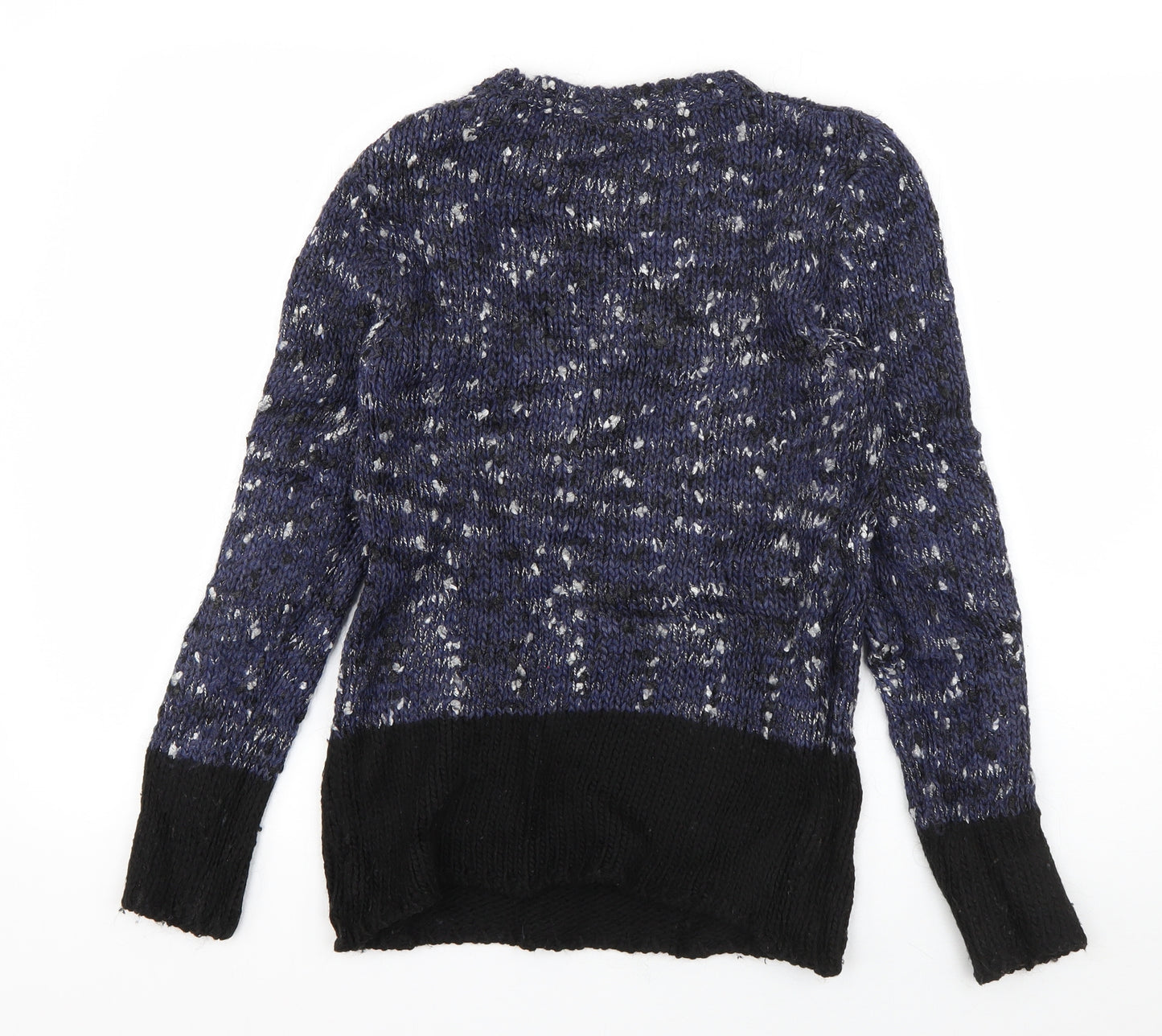 Mango Womens Blue Round Neck  Acrylic Pullover Jumper Size S
