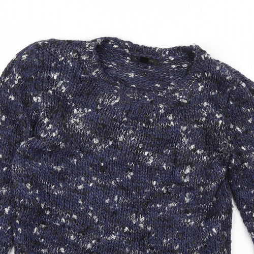 Mango Womens Blue Round Neck  Acrylic Pullover Jumper Size S