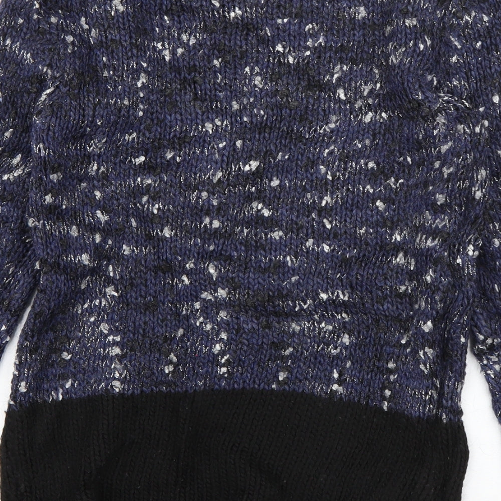 Mango Womens Blue Round Neck  Acrylic Pullover Jumper Size S