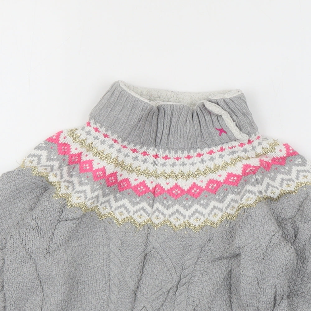 Cynthia Rowley Girls Grey High Neck  Cotton Pullover Jumper Size 7-8 Years  Pullover
