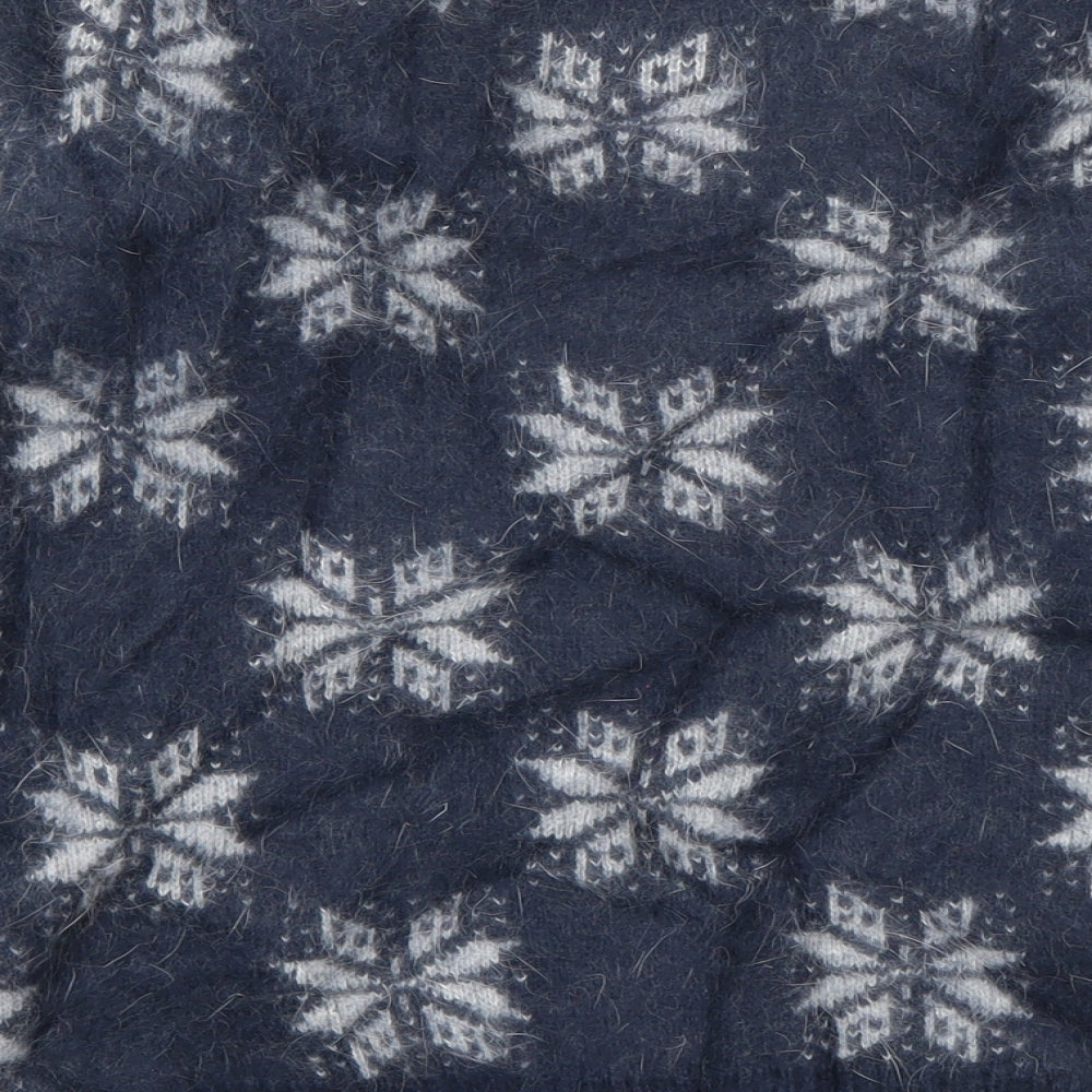 Jack Wills Womens Blue Round Neck Geometric Angora Pullover Jumper Size 10   - Snowflake Print