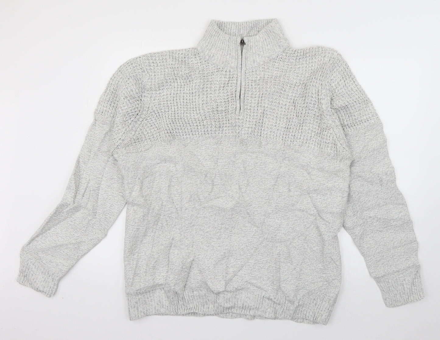 TU Mens Grey High Neck  Acrylic Pullover Jumper Size XL