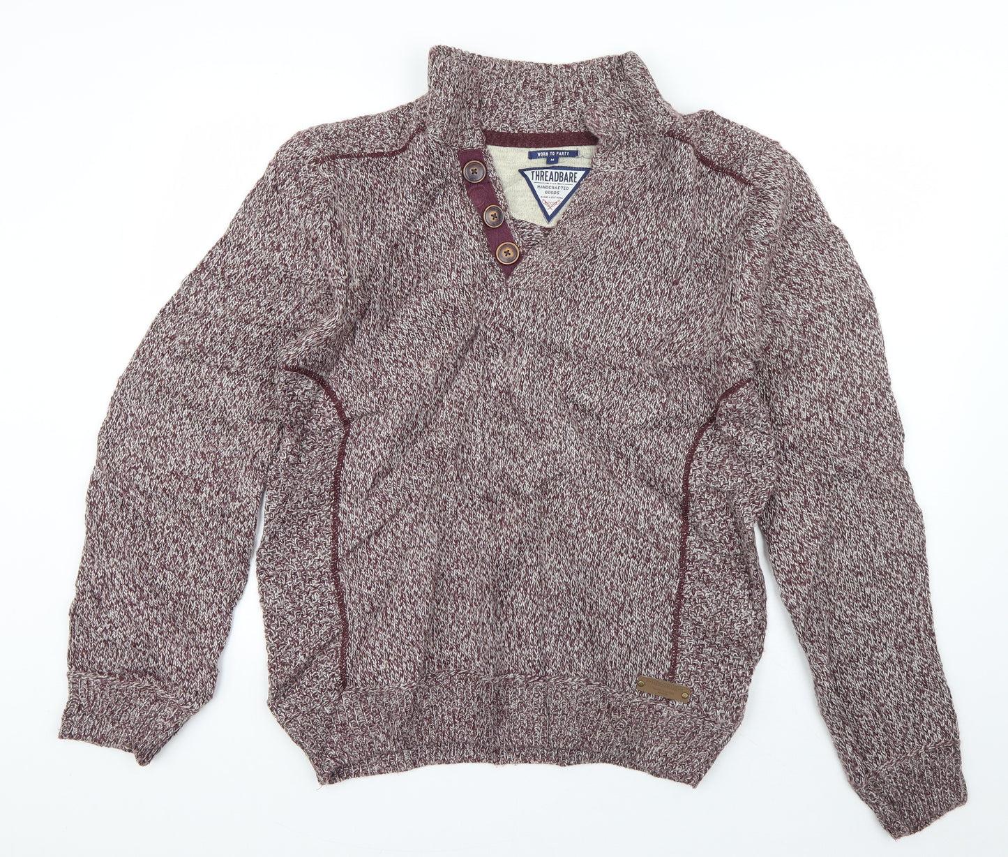 Threadbare Mens Purple High Neck  Acrylic Pullover Jumper Size M