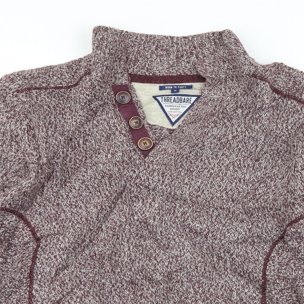 Threadbare Mens Purple High Neck  Acrylic Pullover Jumper Size M