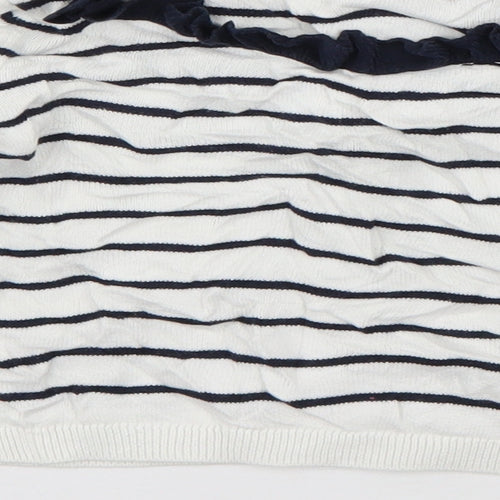 Autograph Girls White Crew Neck Striped Viscose Pullover Jumper Size 5-6 Years  Pullover