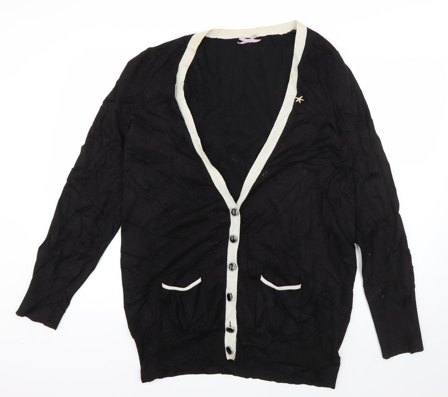 NEXT Womens Black V-Neck  Viscose Cardigan Jumper Size 16