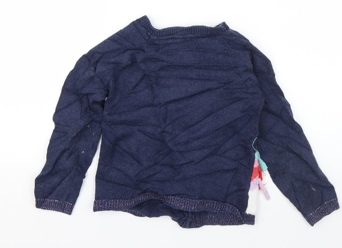 TU Girls Blue Round Neck  Cotton Cardigan Jumper Size 5-6 Years  Button - Unicorn