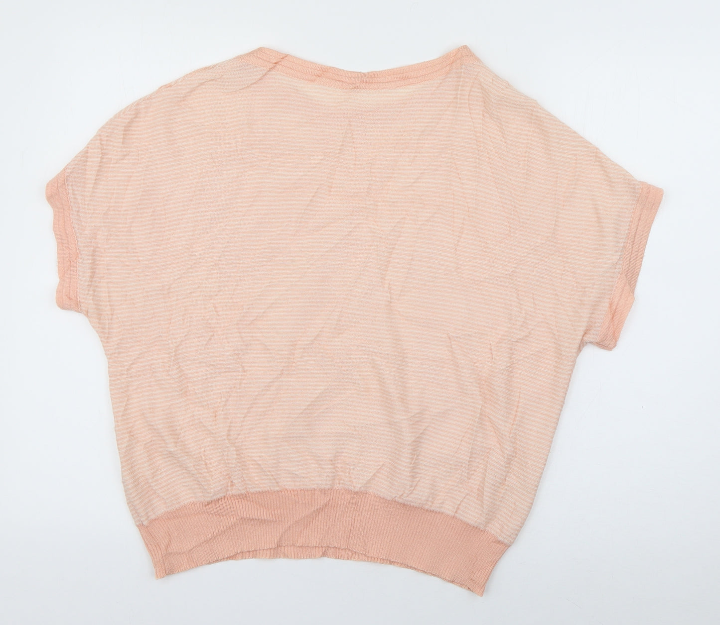 Preworn Womens Pink Roll Neck Geometric Polyester Pullover Jumper Size 10