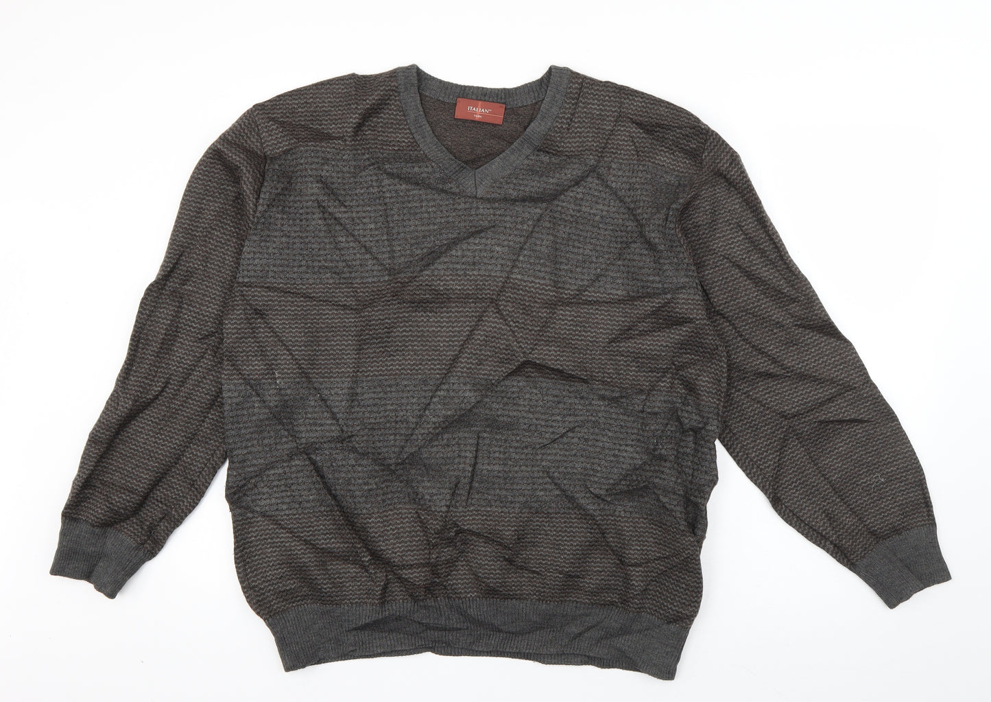 Marks and Spencer Mens Grey Crew Neck Polka Dot Acrylic Pullover Jumper Size L