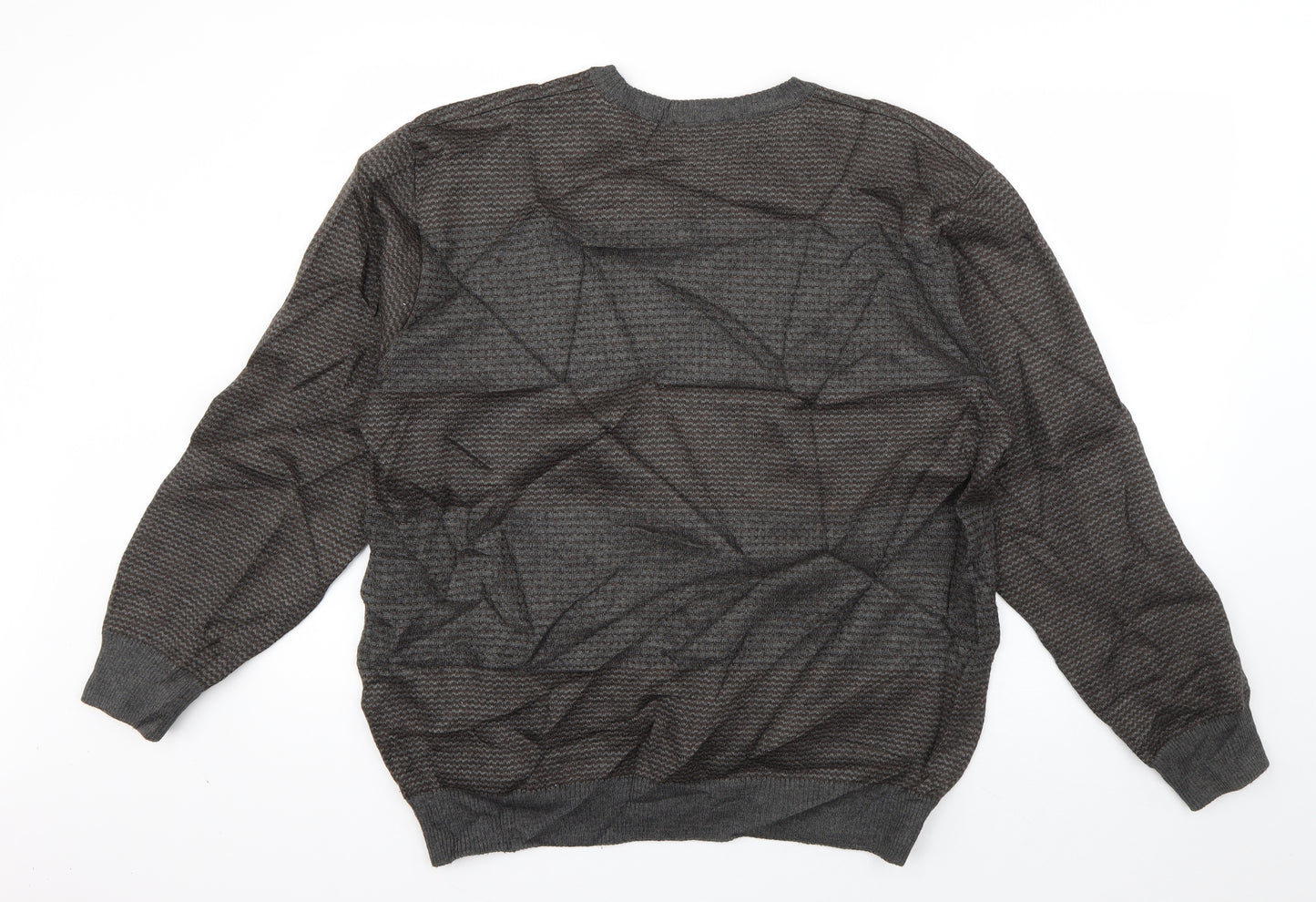 Marks and Spencer Mens Grey Crew Neck Polka Dot Acrylic Pullover Jumper Size L