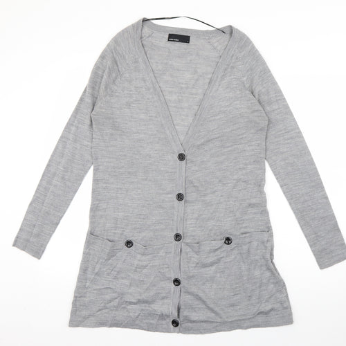 VERO MODA Womens Grey Round Neck  Acrylic Cardigan Jumper Size S