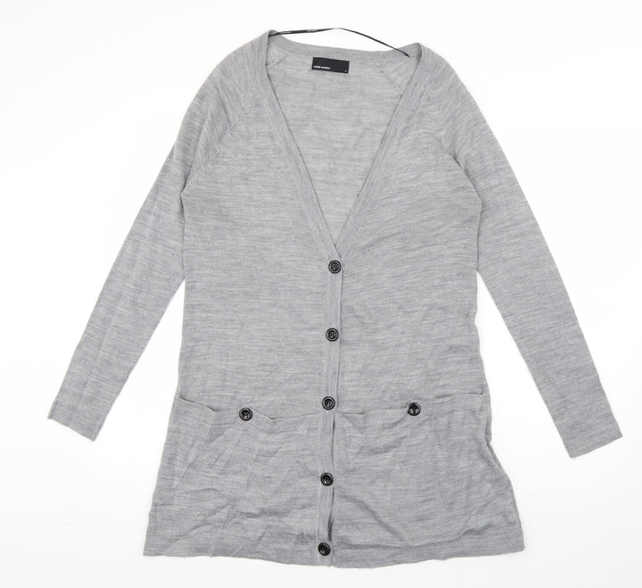 VERO MODA Womens Grey Round Neck  Acrylic Cardigan Jumper Size S
