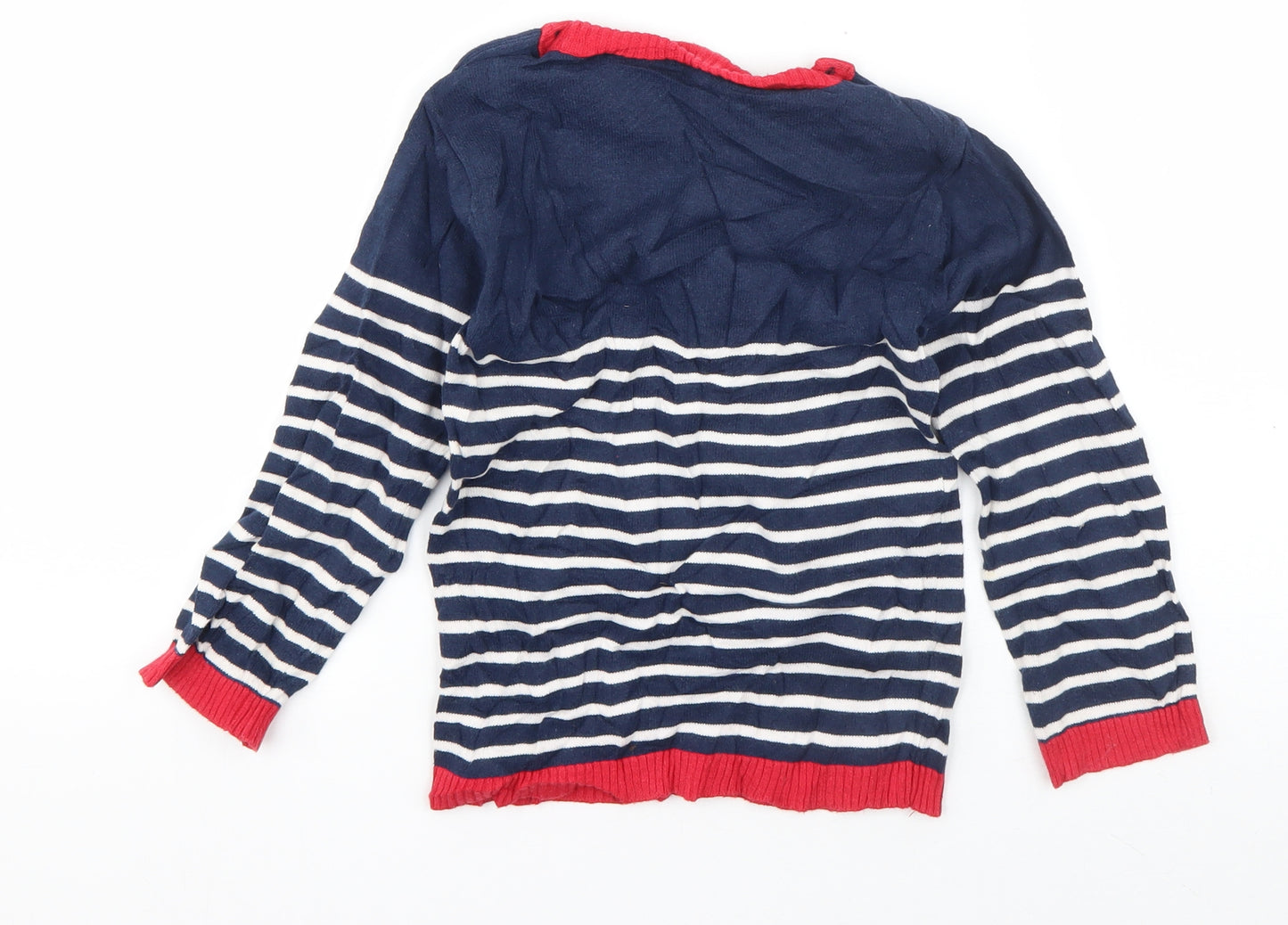 JoJo Maman Bébé Boys Blue Halter Striped Cotton Pullover Jumper Size 4-5 Years  Pullover