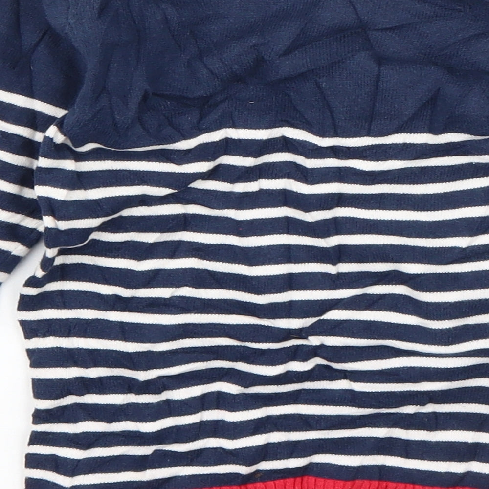 JoJo Maman Bébé Boys Blue Halter Striped Cotton Pullover Jumper Size 4-5 Years  Pullover