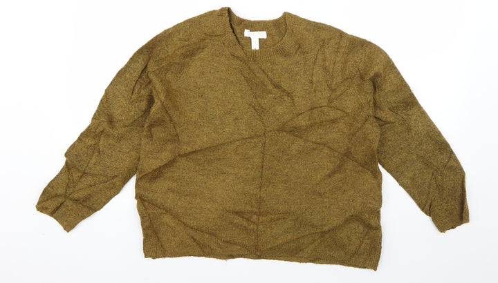 H&M Womens Green Round Neck Acrylic Pullover Jumper Size XS