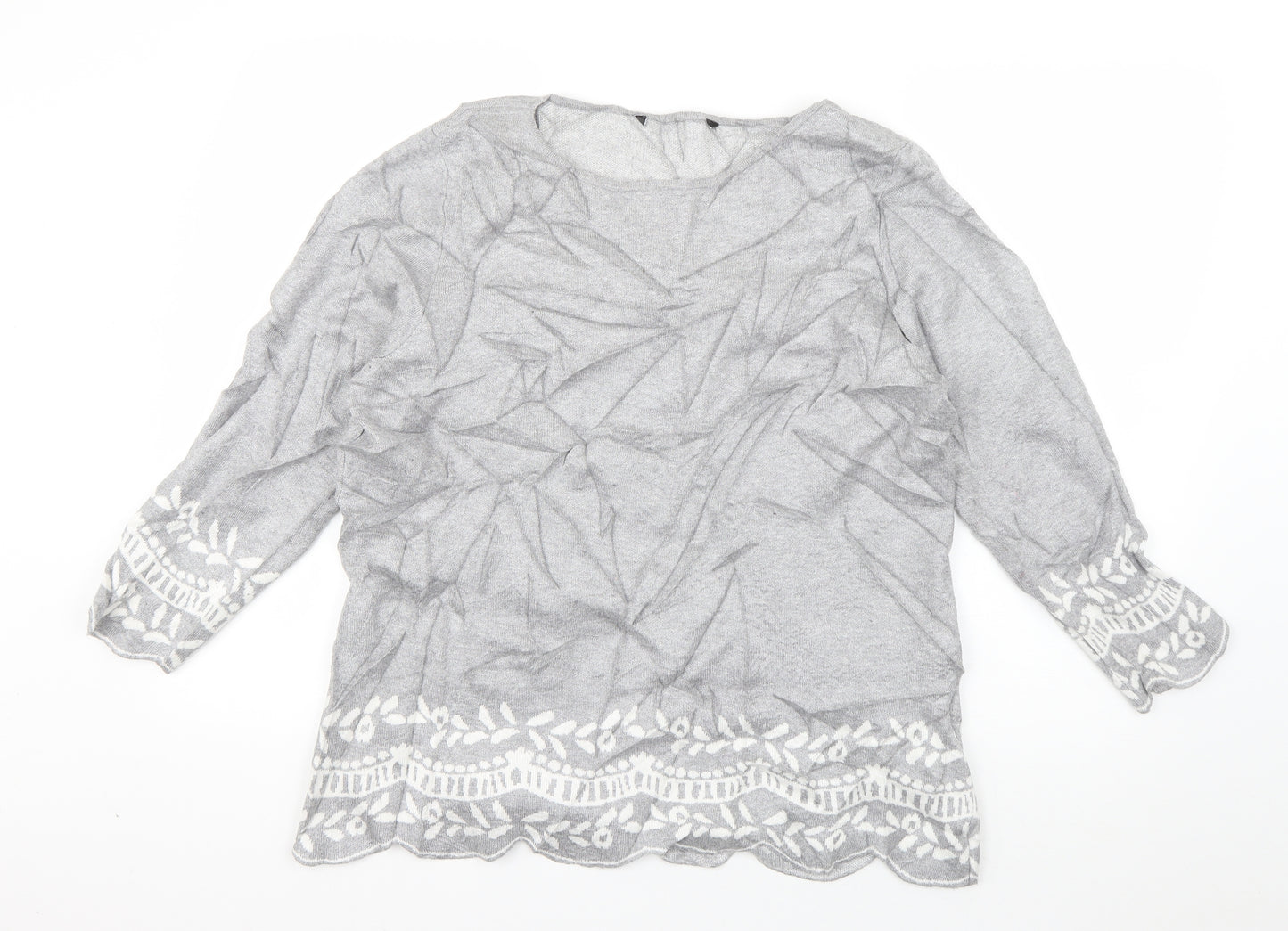 Preworn Womens Grey Boat Neck  Viscose Pullover Jumper Size 16