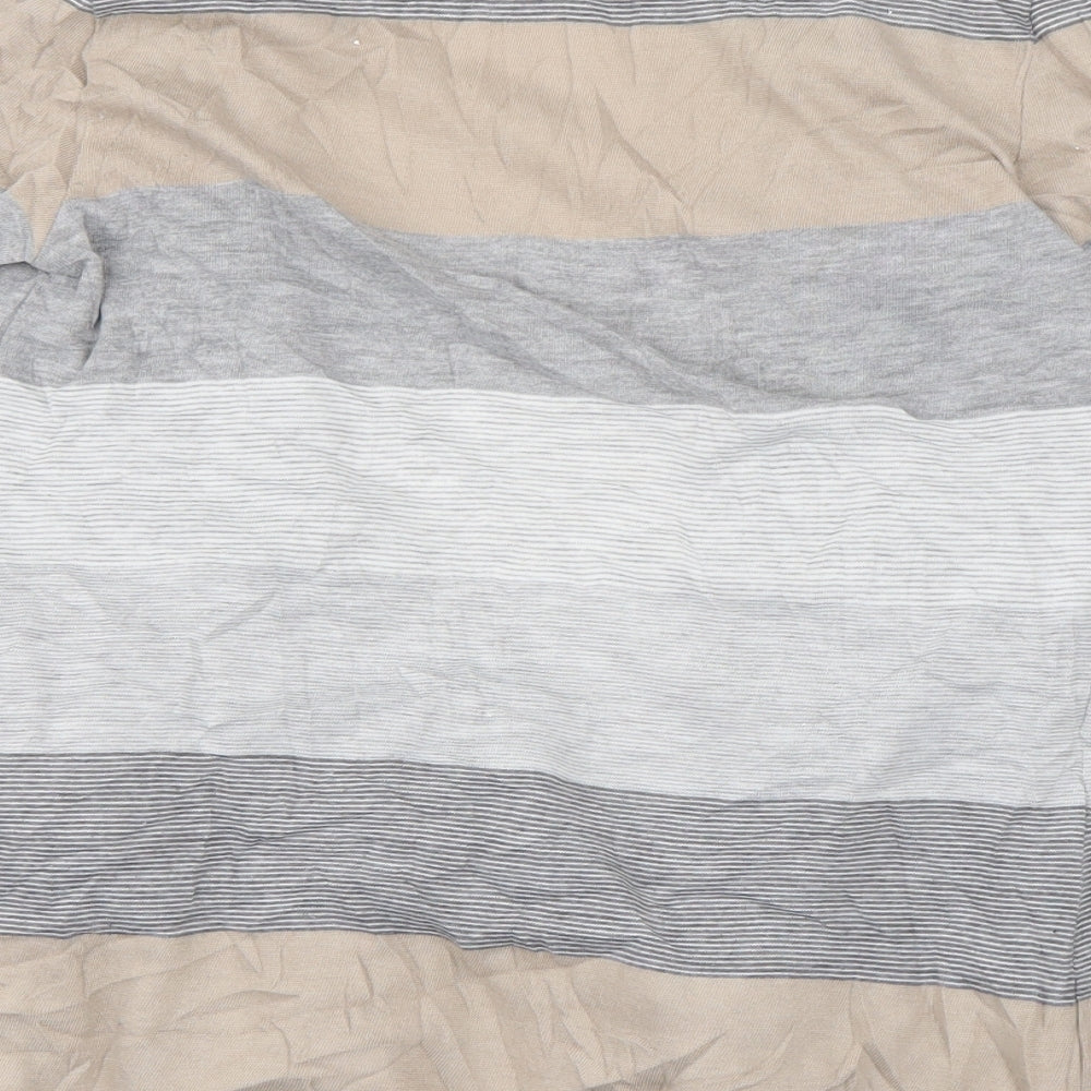 Per Una Womens Grey V-Neck Striped Polyester Cardigan Jumper Size 12