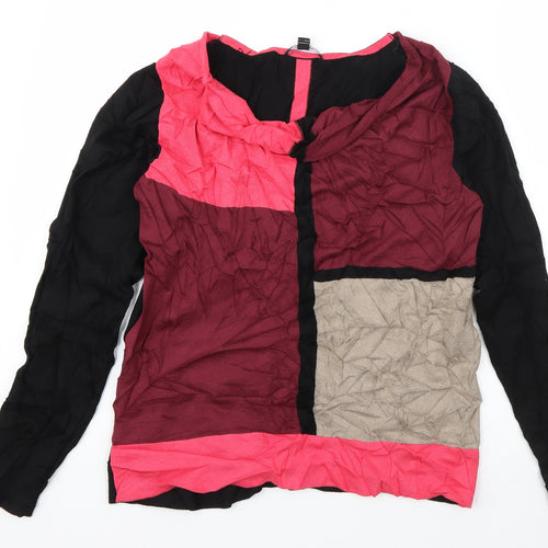 Comma Womens Multicoloured Round Neck Geometric Viscose Pullover Jumper Size 12
