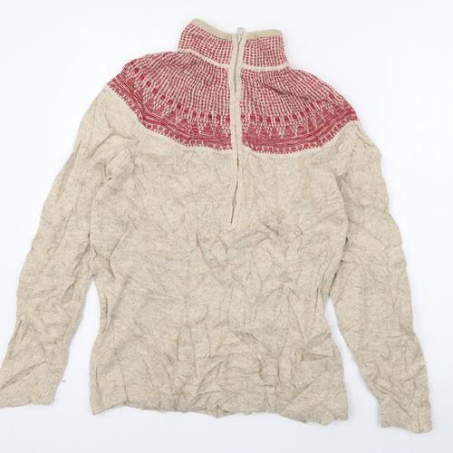 Woolrich Womens Beige High Neck  Wool Pullover Jumper Size M