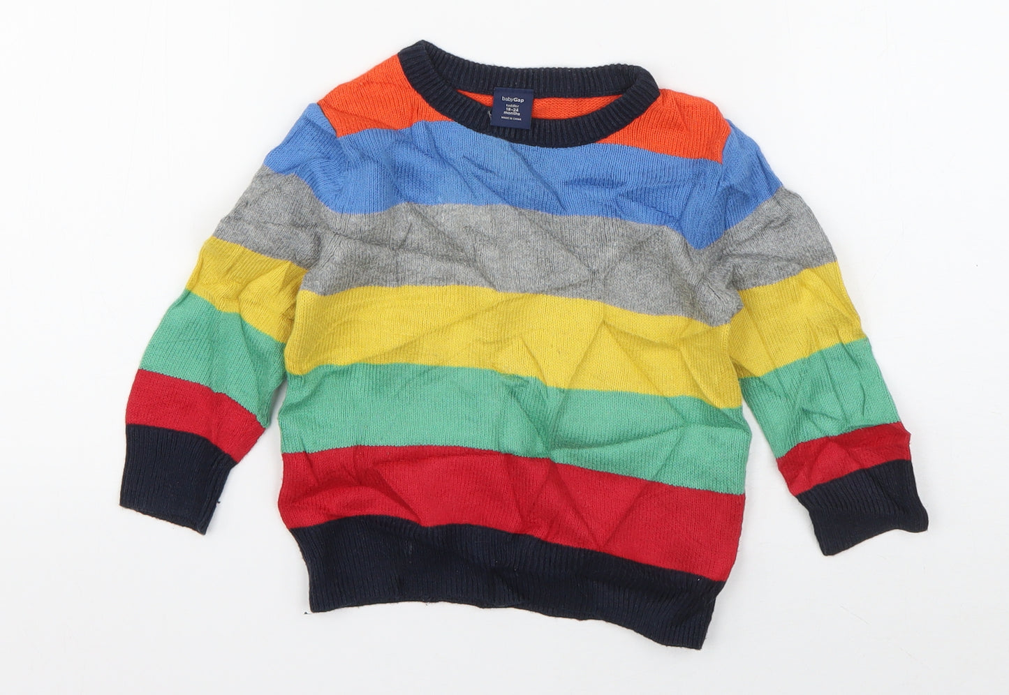 Gap Boys Multicoloured Striped Cotton Pullover Jumper Size 18-24 Months  Pullover