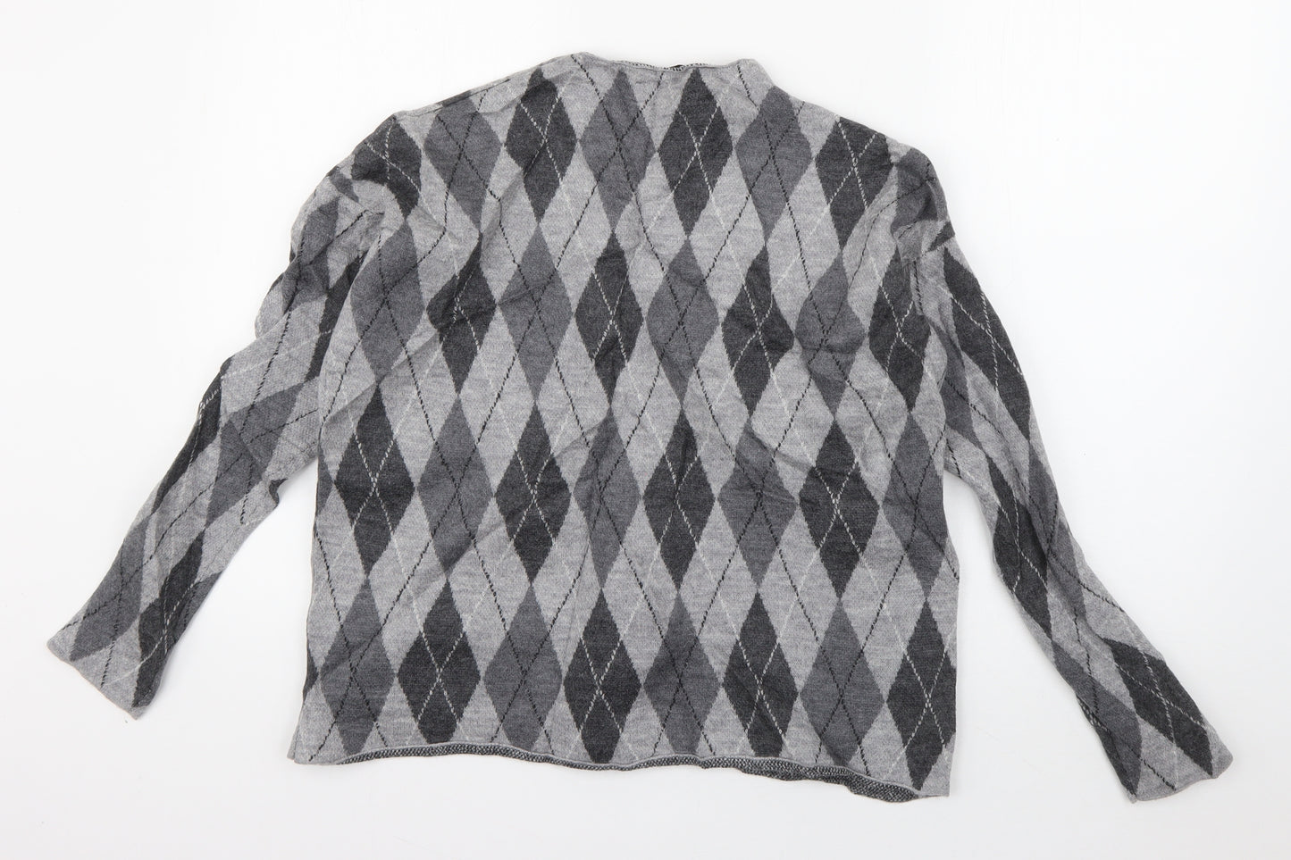 Hallhuber Womens Green Boat Neck Argyle/Diamond Wool Pullover Jumper Size XL