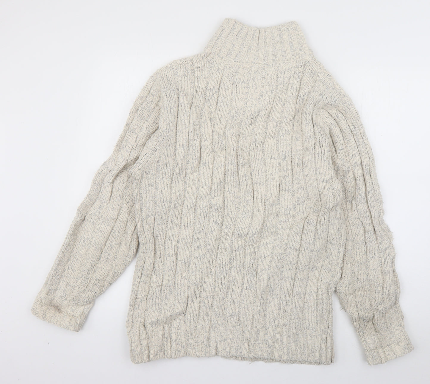 Marks and Spencer Mens Ivory High Neck  Acrylic Pullover Jumper Size S