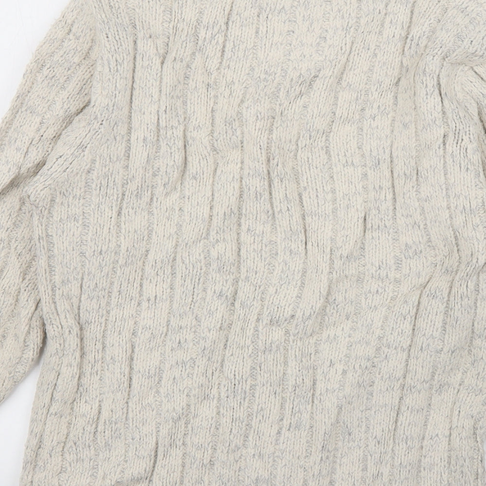 Marks and Spencer Mens Ivory High Neck  Acrylic Pullover Jumper Size S
