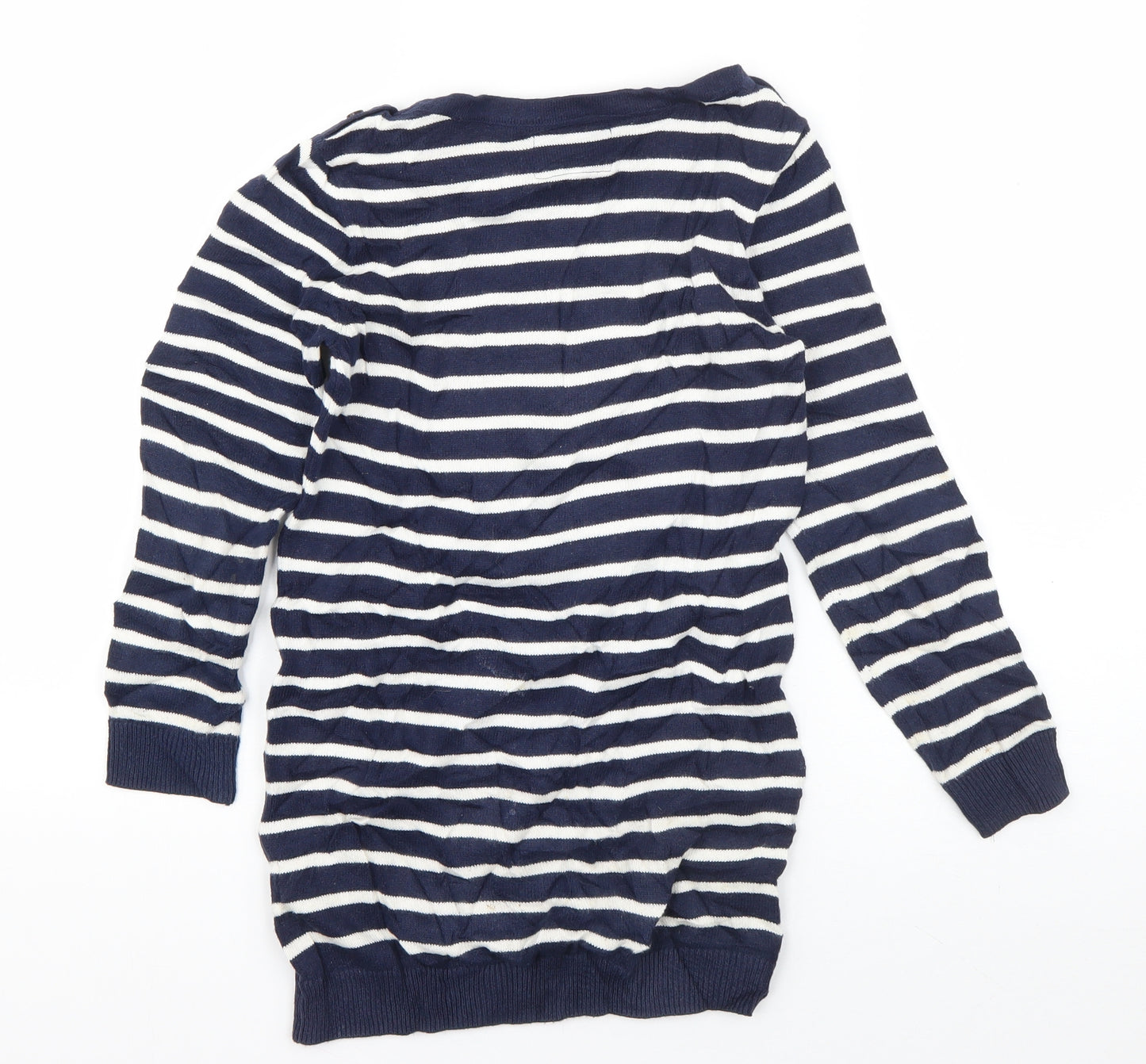 Jasper Conran Girls Blue Round Neck Striped Cotton Pullover Jumper Size 8-9 Years  Pullover - Carousel Horses