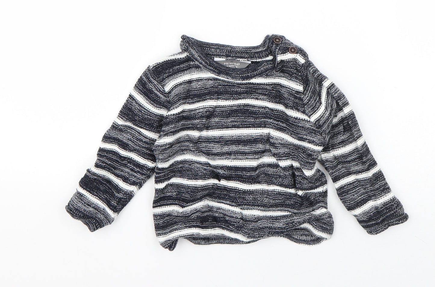 Primark Boys Blue Striped Cotton Pullover Jumper Size 9-12 Months  Pullover