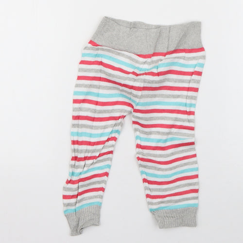 Toffyhouse Girls Multicoloured Striped Cotton Jogger Trousers Size 6-9 Months
