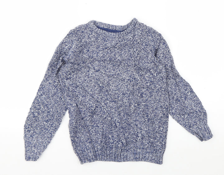Marks and Spencer Boys Blue Round Neck Cotton Pullover Jumper Size 5-6 Years Pullover