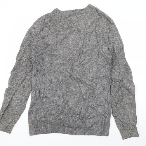 H&M Mens Grey Crew Neck  Acrylic Pullover Jumper Size S