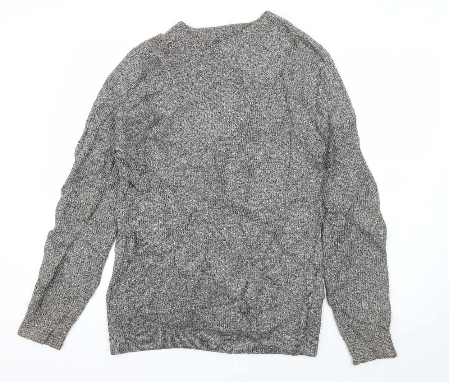 H&M Mens Grey Crew Neck  Acrylic Pullover Jumper Size S