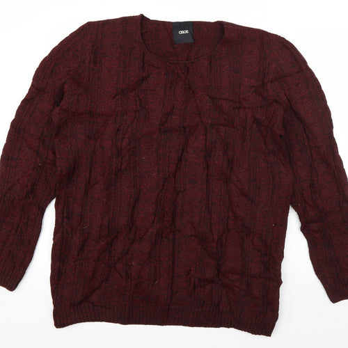 ASOS Mens Red Round Neck  Acrylic Pullover Jumper Size M