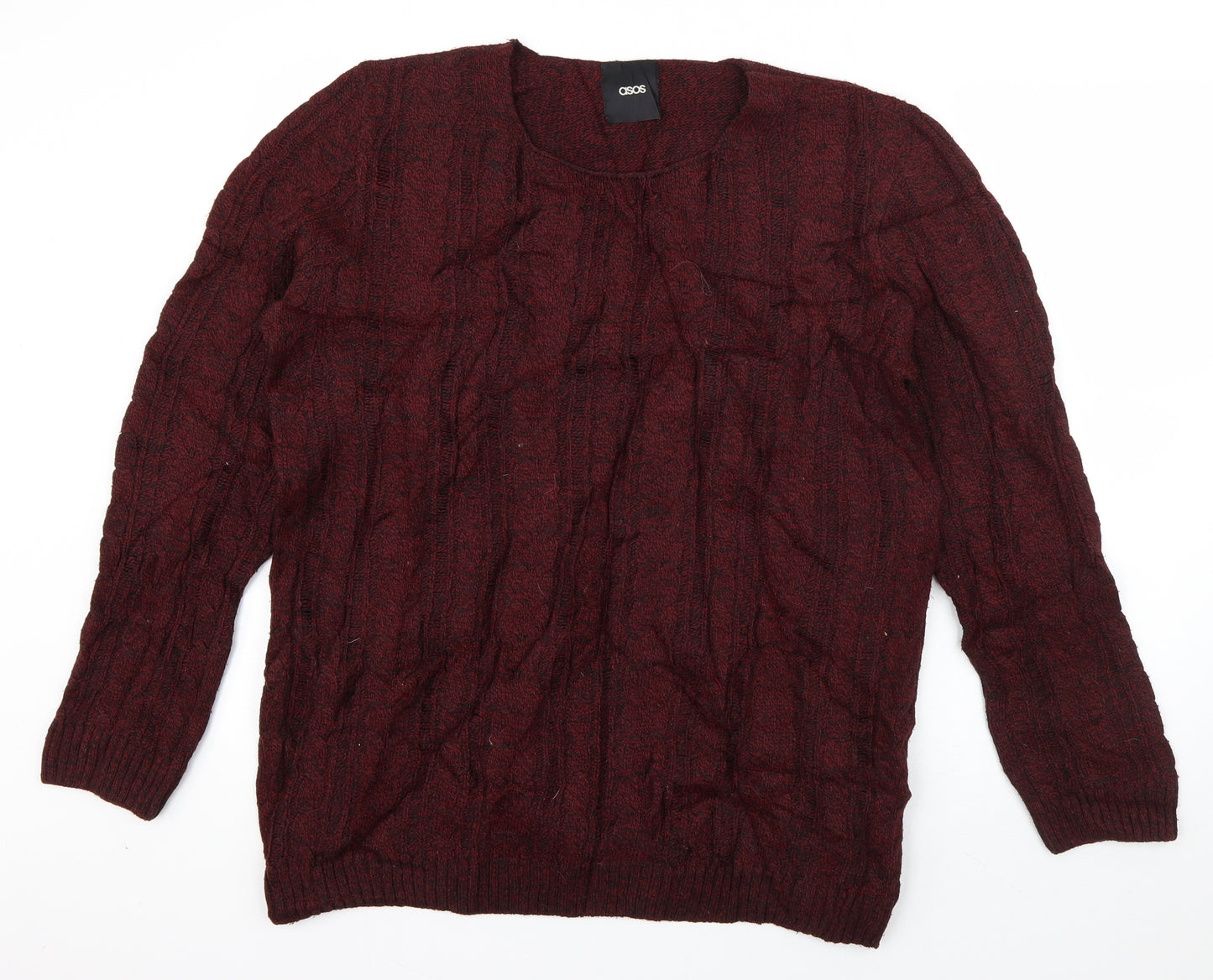 ASOS Mens Red Round Neck  Acrylic Pullover Jumper Size M