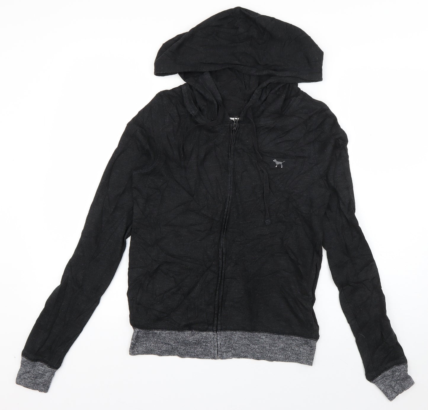 Victoria's Secret Womens Black  Cotton Full Zip Hoodie Size XS  Zip