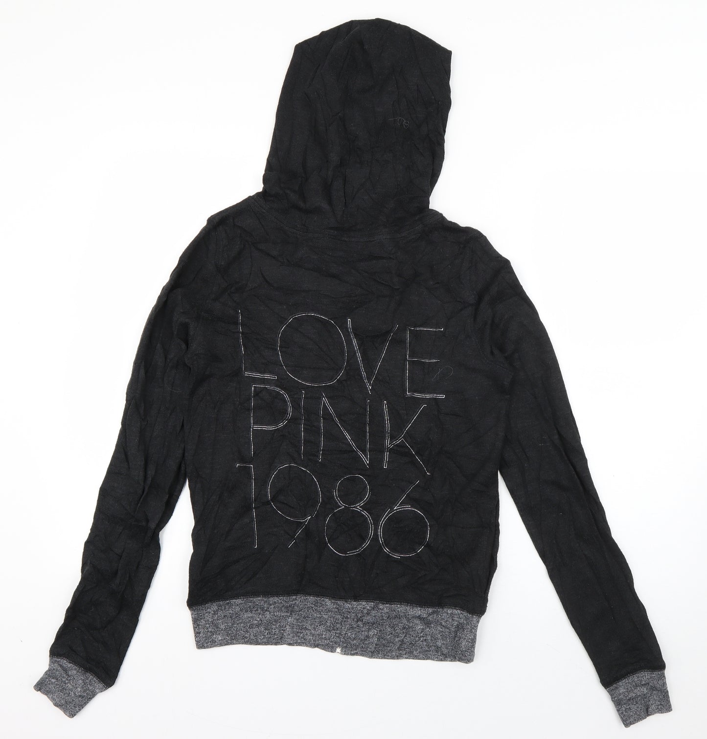 Victoria's Secret Womens Black  Cotton Full Zip Hoodie Size XS  Zip