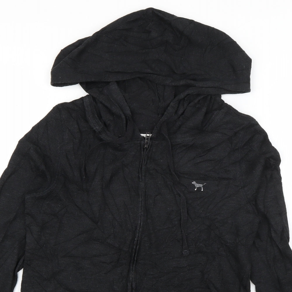 Victoria's Secret Womens Black  Cotton Full Zip Hoodie Size XS  Zip
