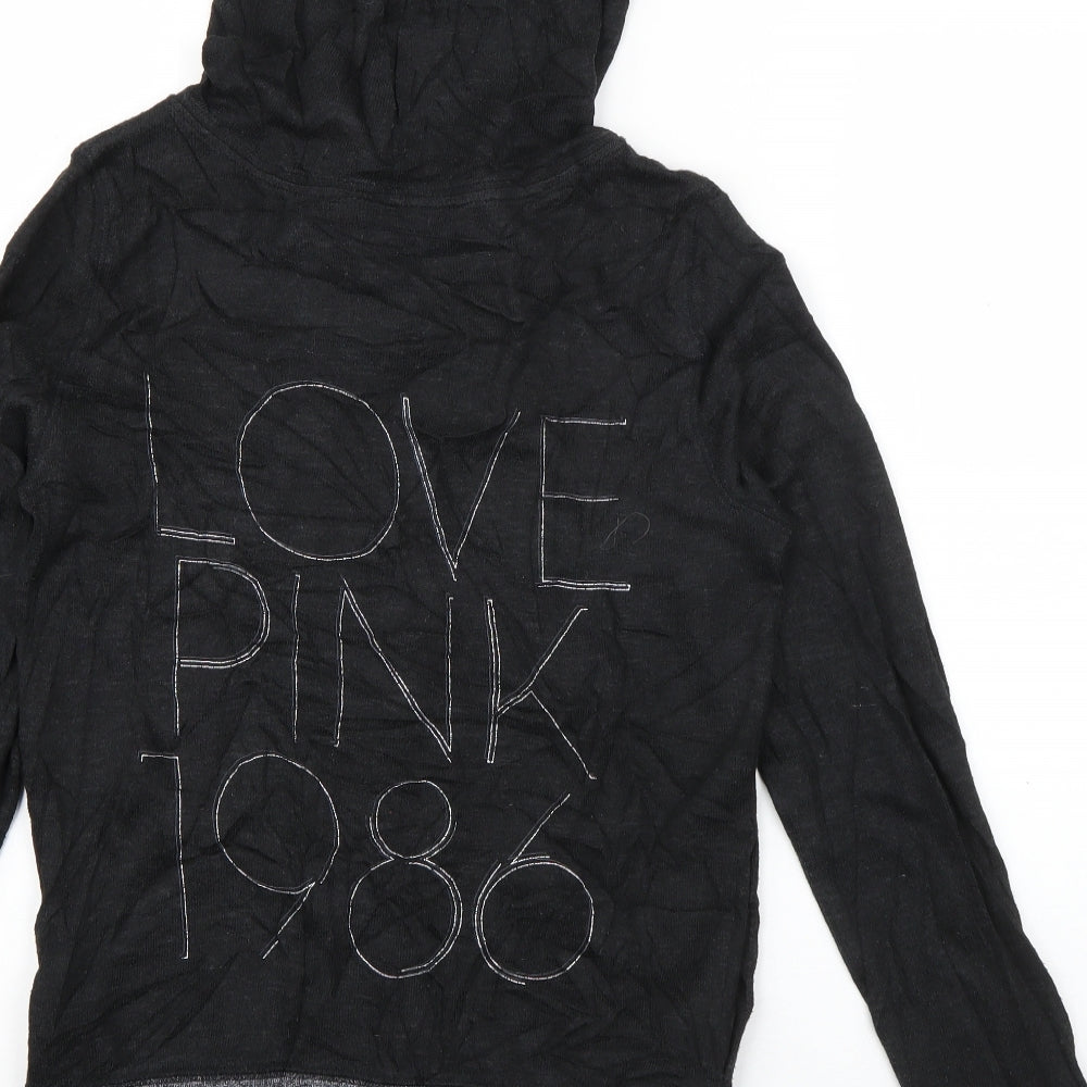 Victoria's Secret Womens Black  Cotton Full Zip Hoodie Size XS  Zip