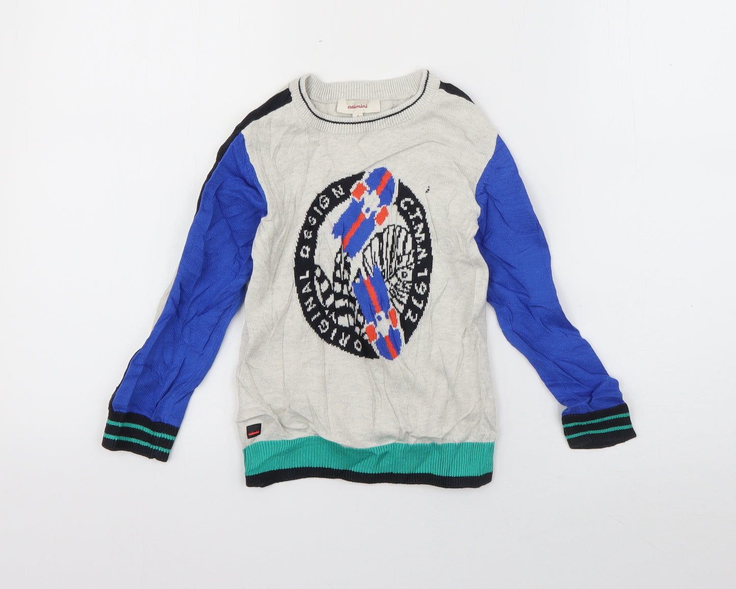 Catimini Boys Multicoloured Crew Neck  Cotton Pullover Jumper Size 5 Years  Pullover - Skateboard