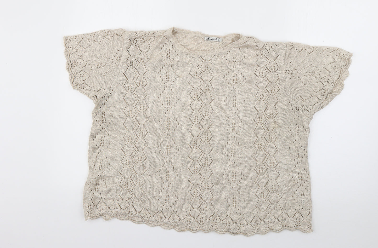 Berkertex Womens Beige  Acrylic Basic T-Shirt Size 18 Round Neck