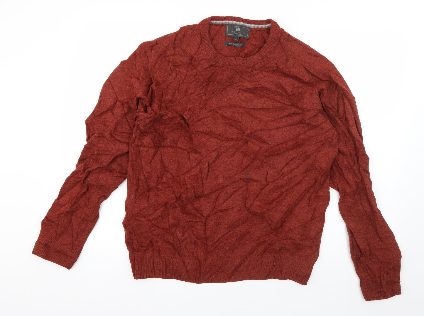 Marks and Spencer Mens Brown Crew Neck  Wool Pullover Jumper Size M