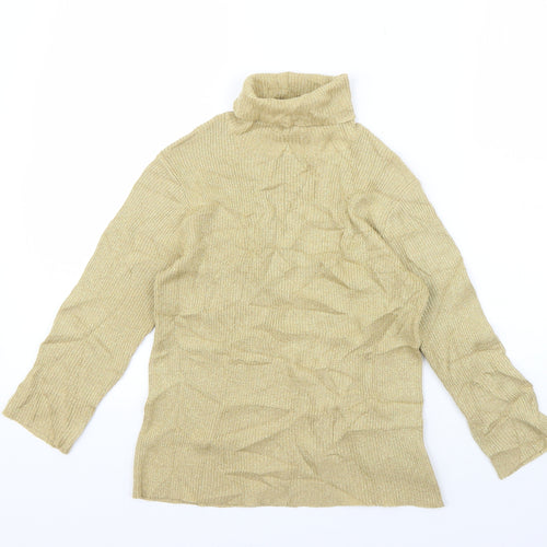 Miss Shop Womens Gold Roll Neck  Acrylic Pullover Jumper Size 12